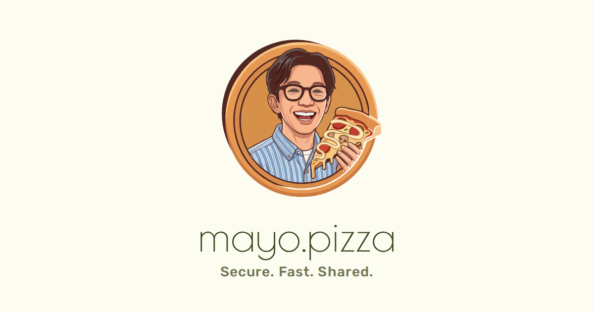 mayo.pizza, a file-transfer site that sends files directly between browsers logo